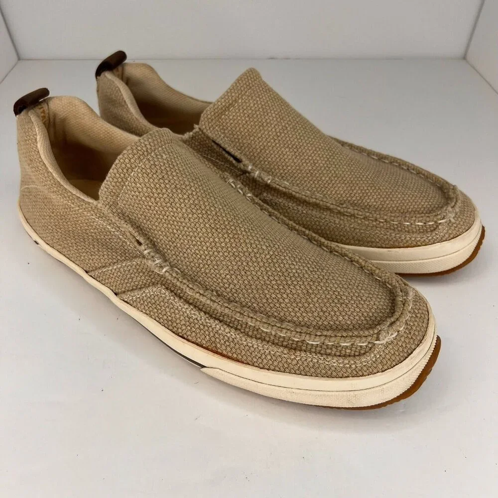 Margaritaville Mens Barbados MG7009M Beige Canvas Low Top Size 8 Slip-On Shoes